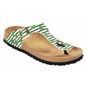 Papillio by Birkenstock Gizeh thong sandals clover-patterned print sz 36/5-5.5